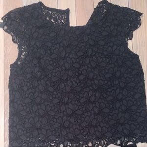 Aritzia Black Lace Cap Sleeve Blouse